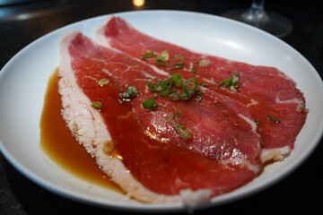 raw material of yakiniku restaurant  that prepare for grill is very delicious 