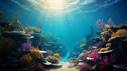 An underwater coral reefs