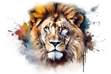 white lion portrait paint Majestic watercolor