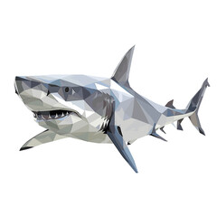 Fototapeta premium Low poly triangular shark isolated on a white background
