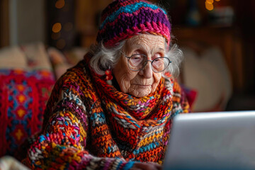 Fototapeta premium Elderly Woman Embracing Technology
