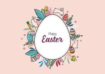 Happy Easter greeting invitation card doodle style. invitation card - 757931660