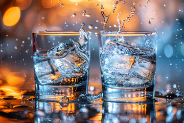 Vibrant Vodka Toast: Macro Droplets - obrazy, fototapety, plakaty