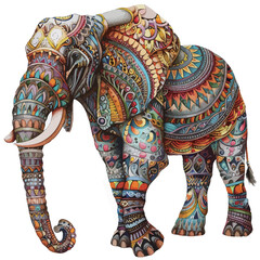a colorful elephant with an elephant painted on it