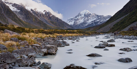 Aoraki, Hooker River, Mount Cook Nationalpark, Canterbury, Südinsel, Neuseeland