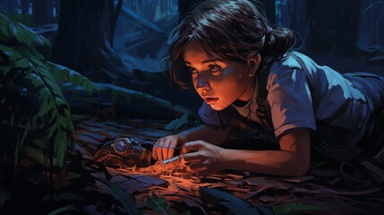 A treasure hunter searches for lost artifacts in a jungle