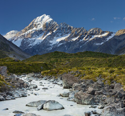 Aoraki, Hooker River, Mount Cook Nationalpark, Canterbury, Südinsel, Neuseeland