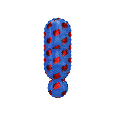 3D inflated balloon Exclamation Symbol/sign with red & blue power lightning comic hero pattern hexagon surface