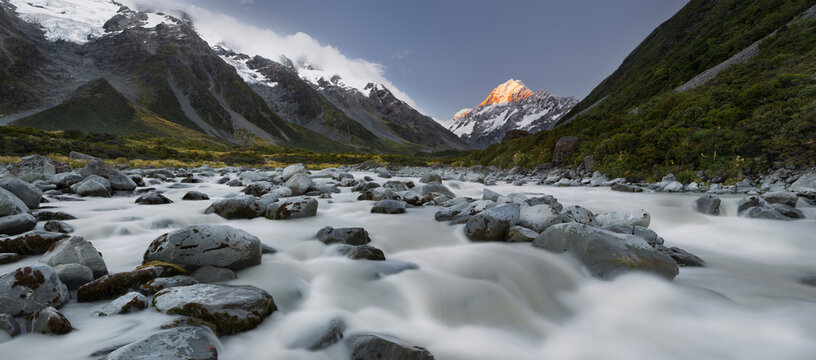Aoraki, Hooker River, Mount Cook Nationalpark, Canterbury, Südinsel, Neuseeland