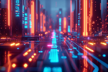 Fototapeta premium Abstract technology digital line electronic network data innovation concept background.