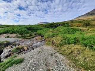 Fototapeta na wymiar Widok pięknych krajobrazów na pustyni zwanej Islandia. 