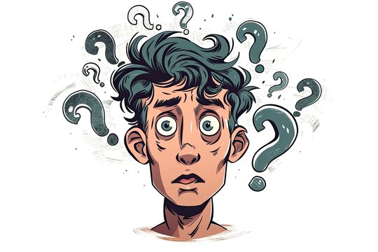 Thousands of Questions in Human's Head, Cartoon Style Illustration