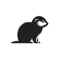 Lemming Vector Silhouette: A Silhouette Celebrating the Endearing Spirit of the Lemming in Vector Form, Lemming black Illustration.