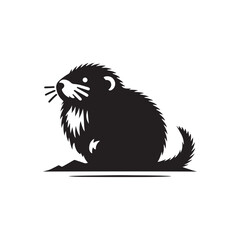 Lemming Vector Silhouette: A Silhouette Celebrating the Endearing Spirit of the Lemming in Vector Form, Lemming black Illustration.