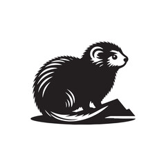 Lemming Vector Silhouette: A Silhouette Celebrating the Endearing Spirit of the Lemming in Vector Form, Lemming black Illustration.