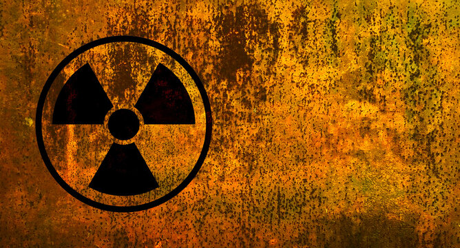 shabby old rusty background with radioactive danger sign
