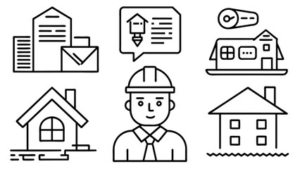 real-estate-and-construction-thin-line-icons-set
