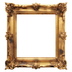 Ornate golden baroque square vintage frame