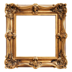 Ornate golden baroque square vintage frame