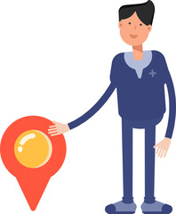 Male Doctor Character and Location Pin
