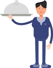 Male Doctor Character Holding Food Dish
