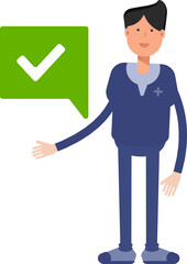 Male Doctor Character and Check Mark
