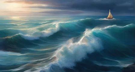Photo sur Plexiglas Blue nuit waves in the sea landscape
