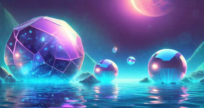 glowing purple spheres