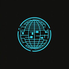 Dynamic Futuristic Logo with Stylized Globe and Circuitry Lines, Symbolizing Technology and Global Business Integration, Professional Vector Design