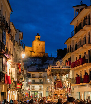 Good friday Procesion in the streets of Antequera, durig its traditional Easter