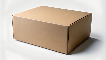 Empty Closed Cardboard Box Mockup PNG with Shadow - Isolated Cutout Object