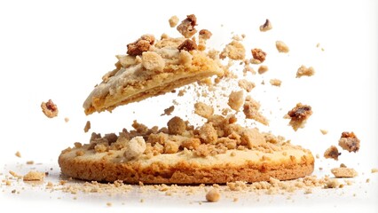 Flying Cookie and Cake Crumbs Isolated on White - With Clipping Path