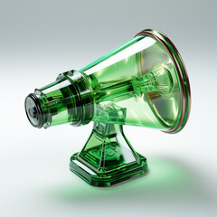 3d lmultiple megaphone, neon green plastic material сreated with Generative Ai