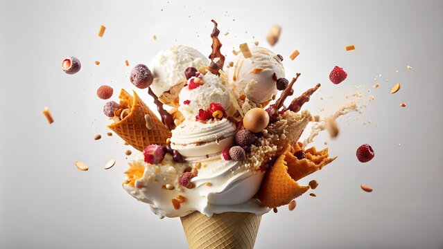 Delicious Ice Cream Explosion | Spectacular Cut Out on White Background