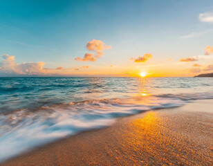 Beautiful tropical beach and sea at sunset time for travel and vacation