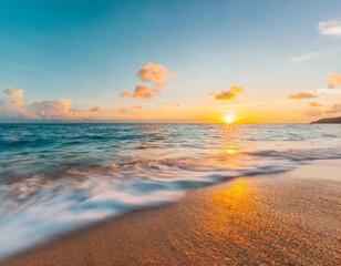 Beautiful tropical beach and sea at sunset time for travel and vacation