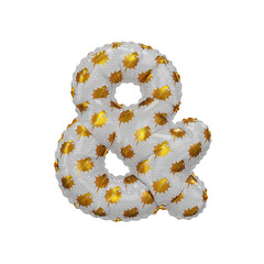 3D inflated balloon And Symbol/sign with gold power lightning comic hero pattern white glossy surface