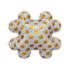 3D inflated balloon Hash/Pound Symbol/sign with gold power lightning comic hero pattern white glossy surface