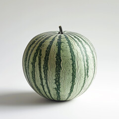 A whole melon, showcasing its textured green rind and contrasting stripes, сreated with Generative Ai