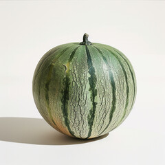 A whole melon, showcasing its textured green rind and contrasting stripes, сreated with Generative Ai