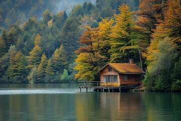 Tree House Floating in Lake