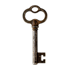 old rusty key isolated on transparent background