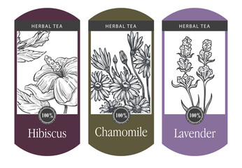 hibiscus, chamomile and lavender tea package logo