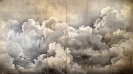 Abwaschbare Fototapete 雲を描いた日本画風背景 © yapiko