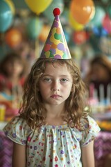 Young Girl Wearing Party Hat