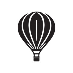 Hot Air Balloon Vector Silhouette: A Whimsical Silhouette Capturing the Freedom of Hot Air Balloons in Vector Form. Hot Air Balloon Black Illustration.
