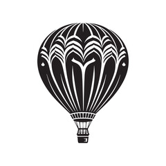 Hot Air Balloon Vector Silhouette: A Whimsical Silhouette Capturing the Freedom of Hot Air Balloons in Vector Form. Hot Air Balloon Black Illustration.