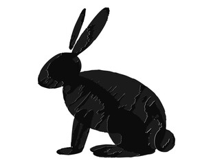 Cute bunny rabbit outline sketch vector illustration. Minimal bunny line art doodle in different poses.
