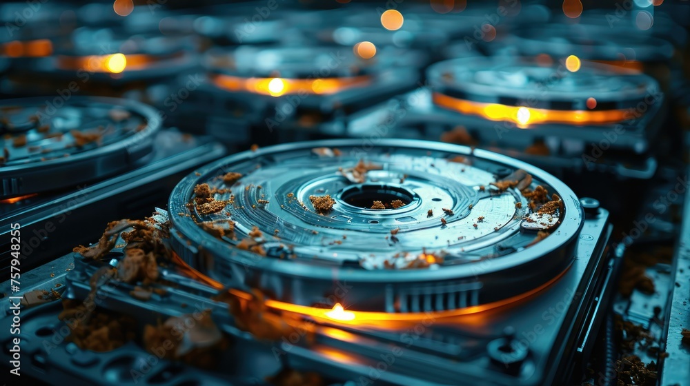 Aufkleber a portable hard drive shredding machines. generative ai.