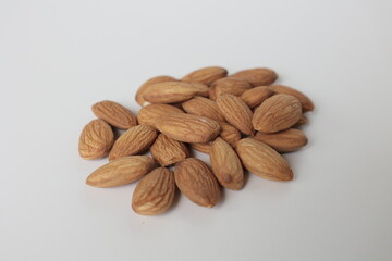 almonds on white background 